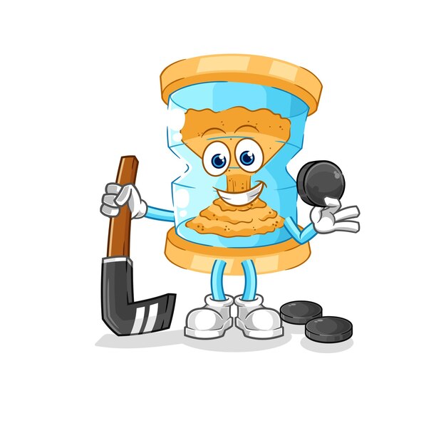 Hourglass playing hockey vector cartoon character