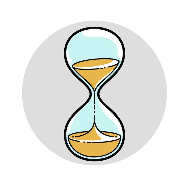 Vector hourglass sand watch vector illustration or icon isolated on white, simple style object design.