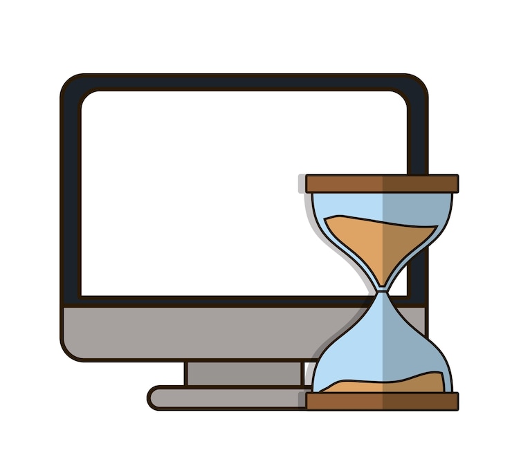Vector hourglass or sandglass and computer icon 
