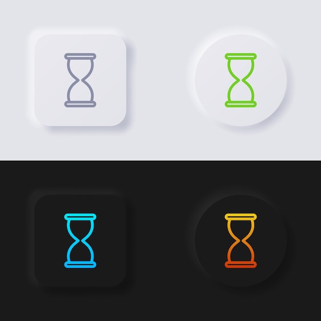 Set di icone del pulsante simbolo della clessidra pulsante multicolor neumorfismo soft ui design per il web design interfaccia utente dell'applicazione e altro button vector