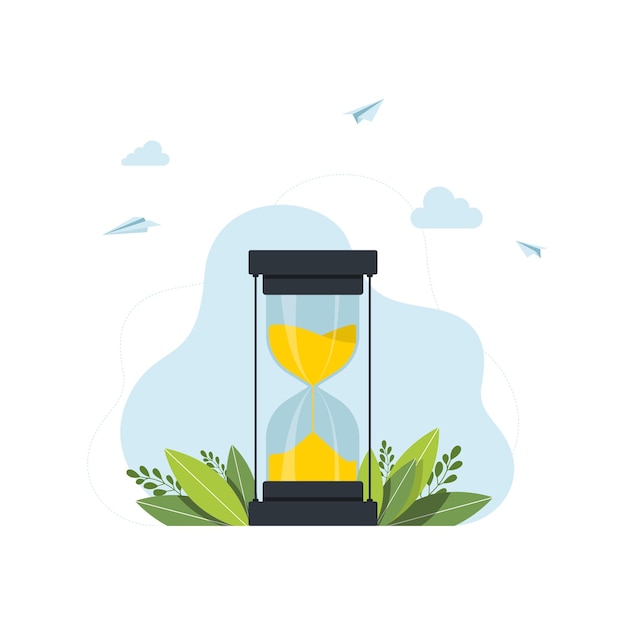 Vector hourglass. time concept modern flat web page design concept of time management. flat landing page template. vector. vector illustration