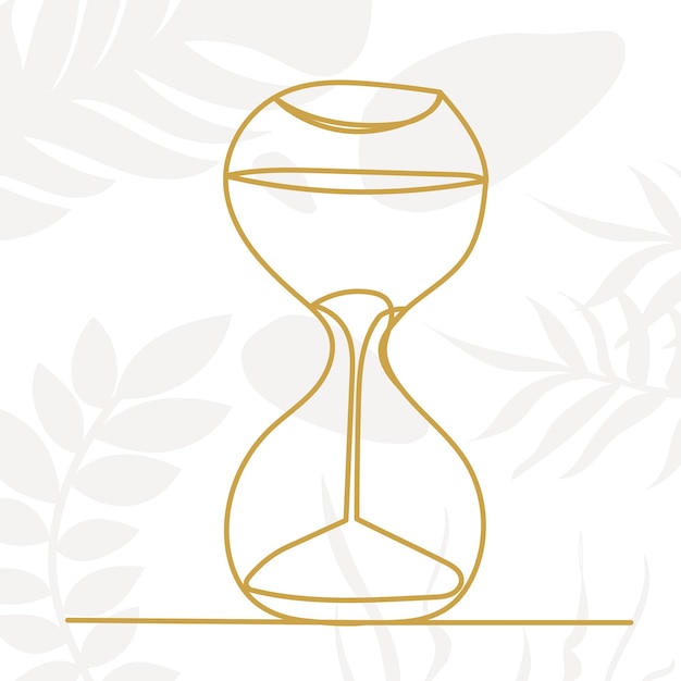 Hourglass time drawing by one continuous line vector