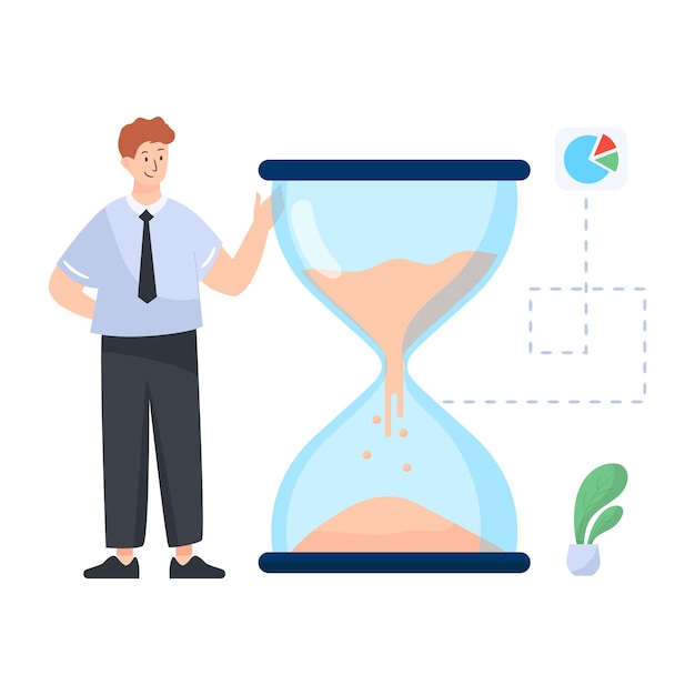 An hourglass time in flat design illustration
