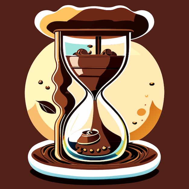 hourglass with chocolate coffee background