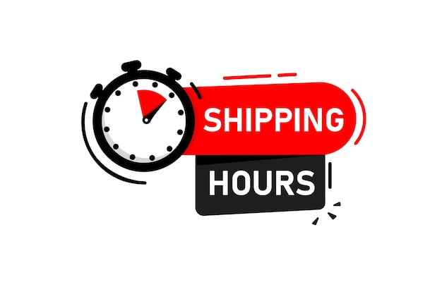 Vector hours shipping and shopping label icon