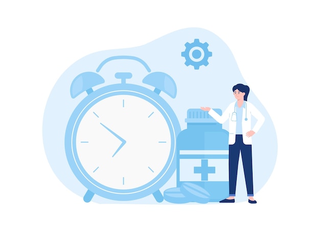 hours of taking medicine from the doctor trending concept flat illustration