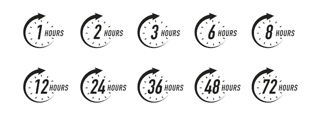 Hours timer vector symbol set black color