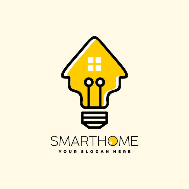 Smarthome 로고 디자인을 위한 집과 전구