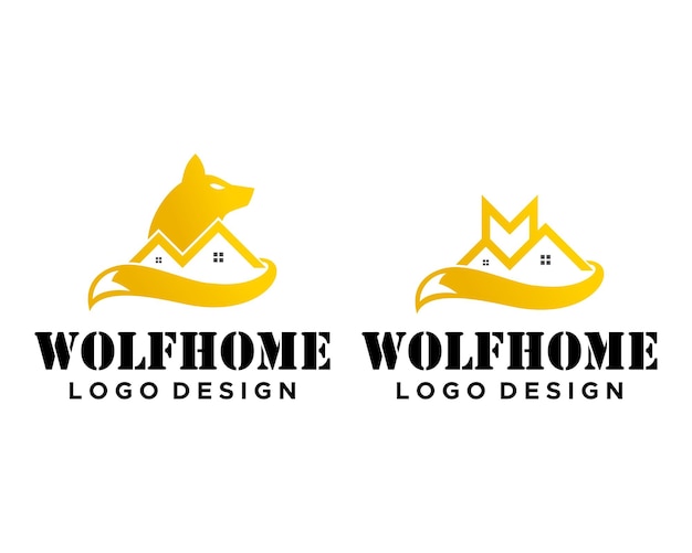 House and animal wolf logo design