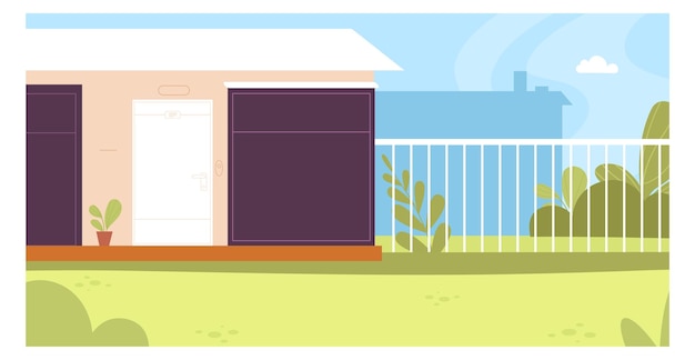 Vector house backyard background suburban nature exterior landscape