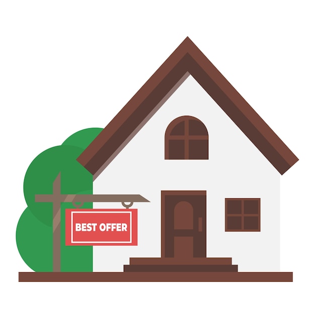 Premium Vector | House best offer, home for sale, selling house. real estate house for sale. vector illustration flat