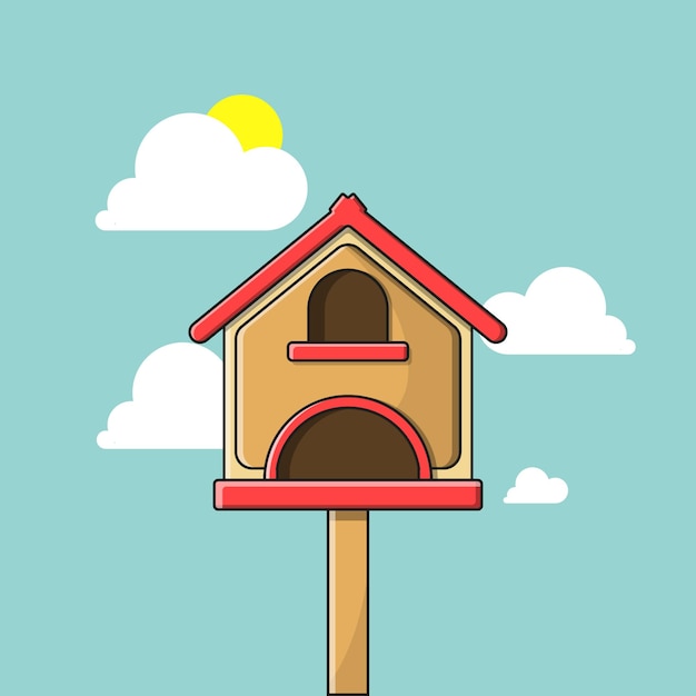 house of bird vector illustration with cartoon style