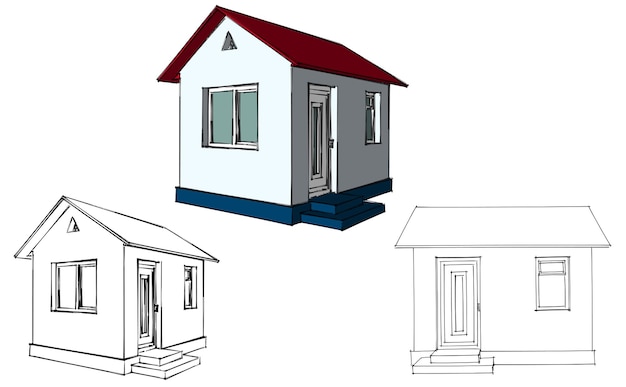 家の青写真のレイアウト。住宅建築建築。ベクトルイラスト。白い背景のイラスト。