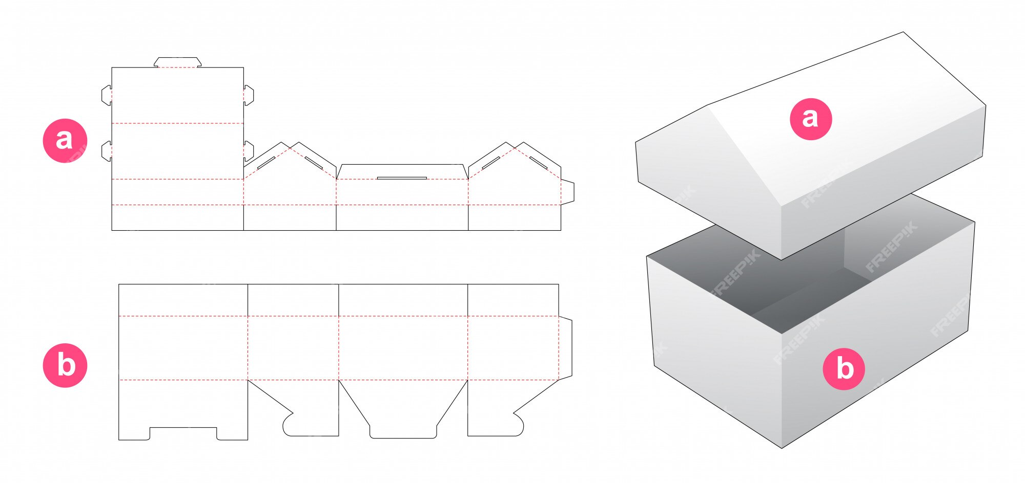 Premium Vector | House box and lid die cut template