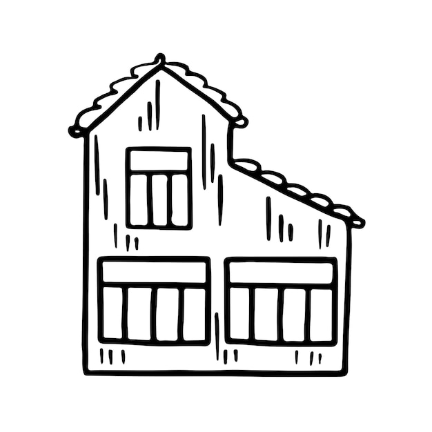 House building in doodle style Vector Icon Architecture construction village homepage Coloring book