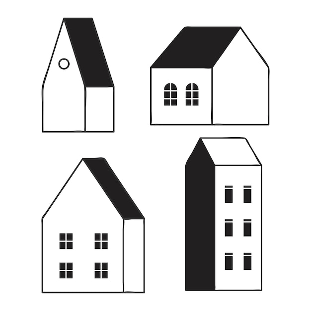 Vector house building illustration set