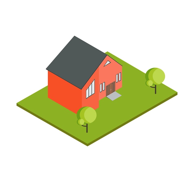house building isometric illustrations for real estate marketing