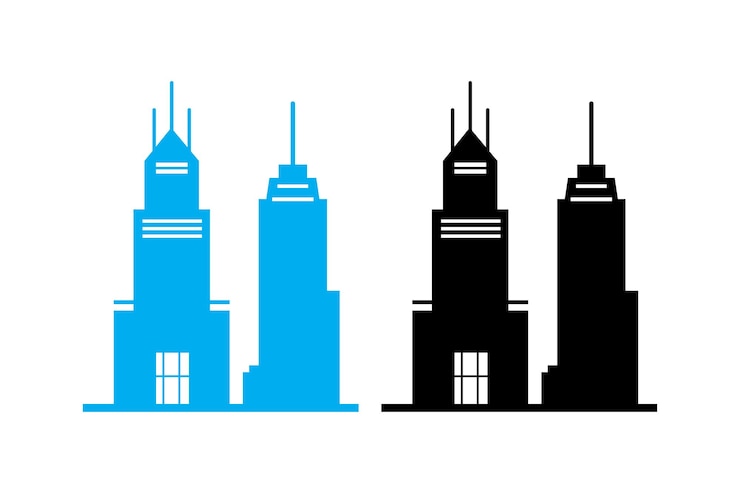 Vector house building silhouettes with white background and color vector