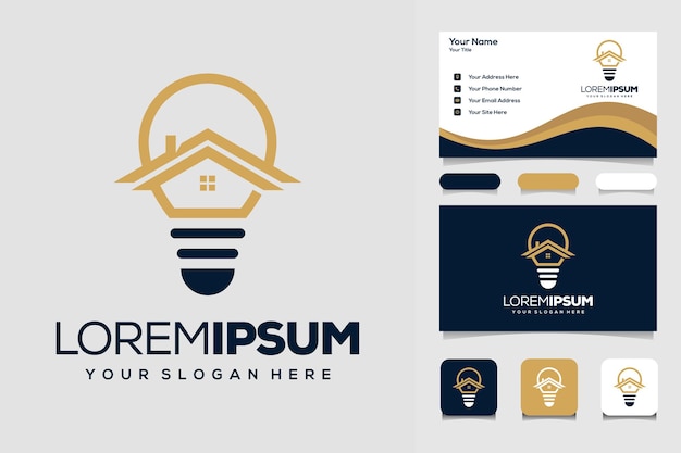 House bulb logo design template and business card