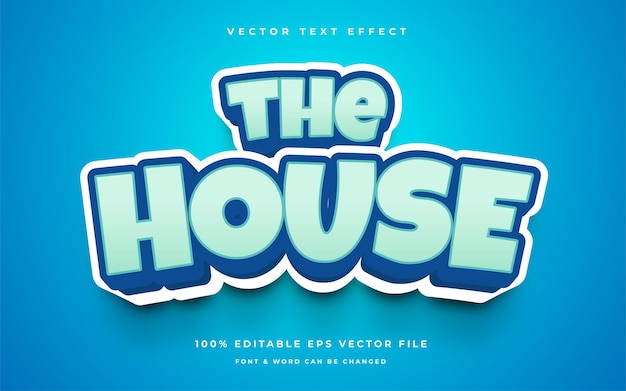 Редактируемый текстовый эффект мультфильма дома