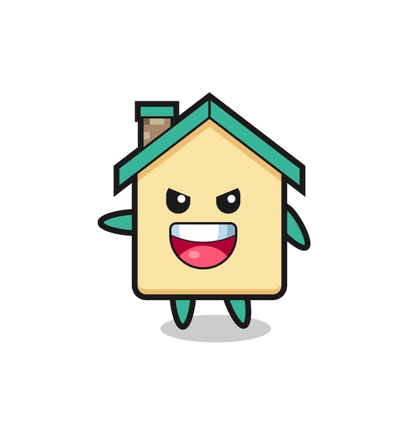 House cartoon with very excited pose , cute design