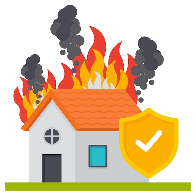 House caught on fire definite loss vector icon financial loss protection risk management property