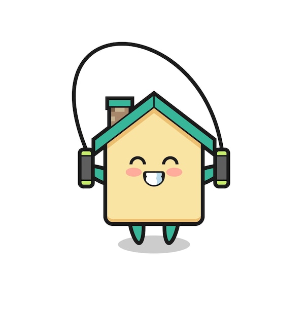 House character cartoon with skipping rope , cute design