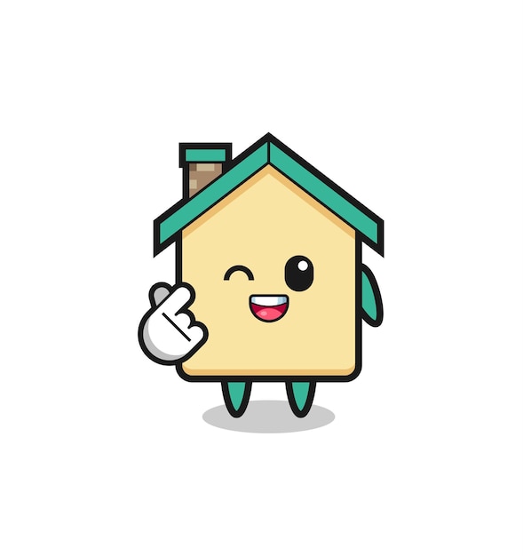 ベクトル 韓国の指ハートかわいいデザインをしている家のキャラクター
