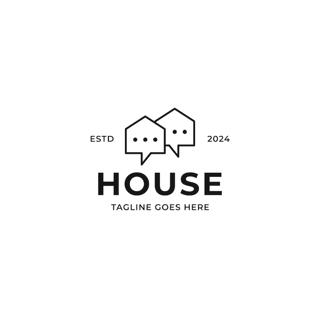 House Chat Logo Design Concept Vector Illustration