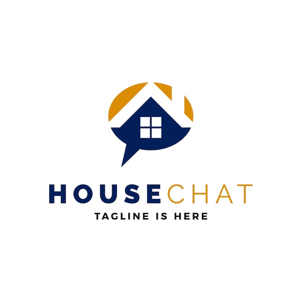 House chat logo vector icon illustration