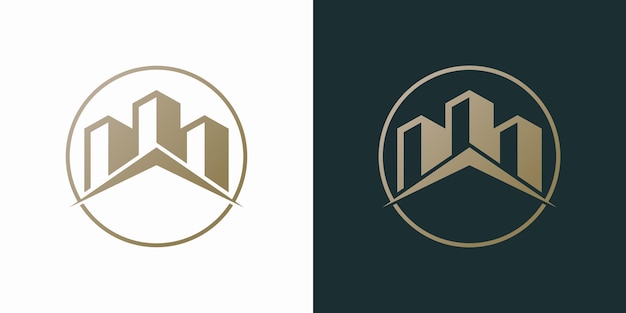 house city logo desgin with apartment concept modern premium vector