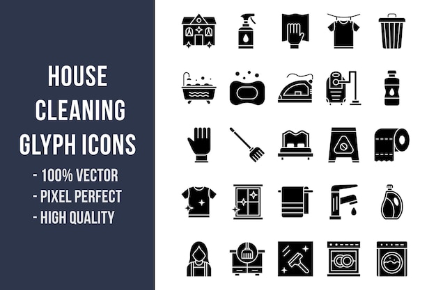 House Cleaning Glyph Icons