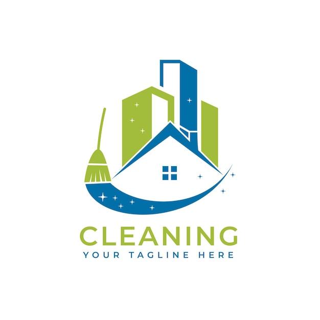 Vector house cleaning logo design