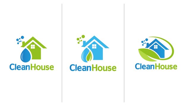 Vector house cleaning logo