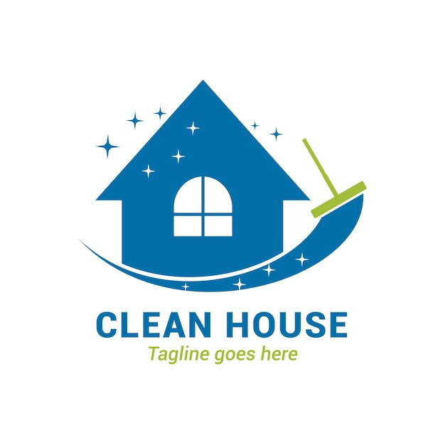 Vettore modello di logo del servizio di pulizia della casa