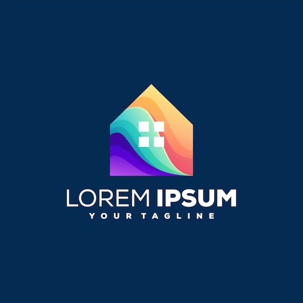 Vector house color gradient logo design