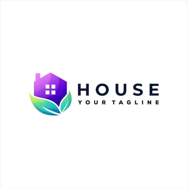 家の色のグラデーションのロゴのデザイン