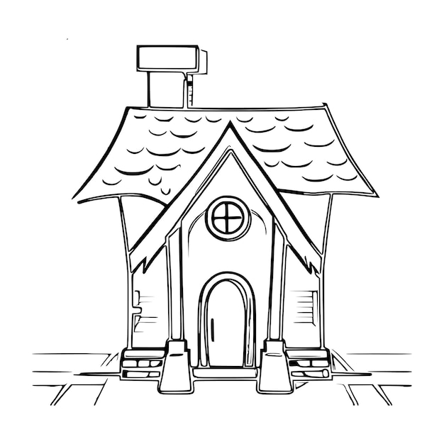 House coloring page House line art House coloring book for kids
