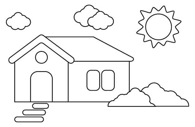House coloring page vector illustration