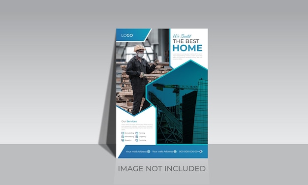 House Construction flyer, leaflet brochure template suitable for real estate construction company.