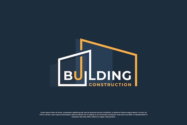 Vector house construction logo design with word mark and typography art vector