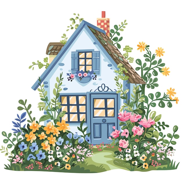 house cottage vector vintage flower illustrations home decor
