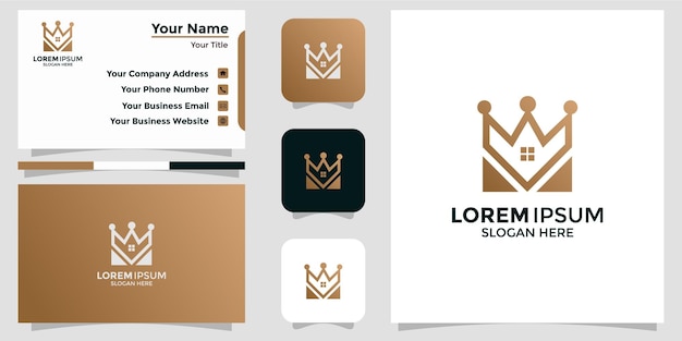 House design logo combination with crown