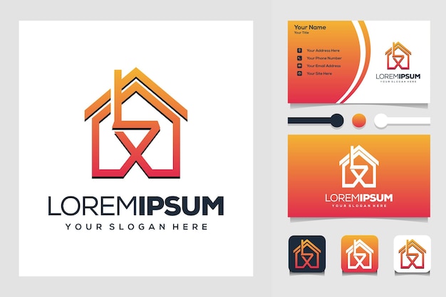 Vector house and diamond modern logo design business card template
