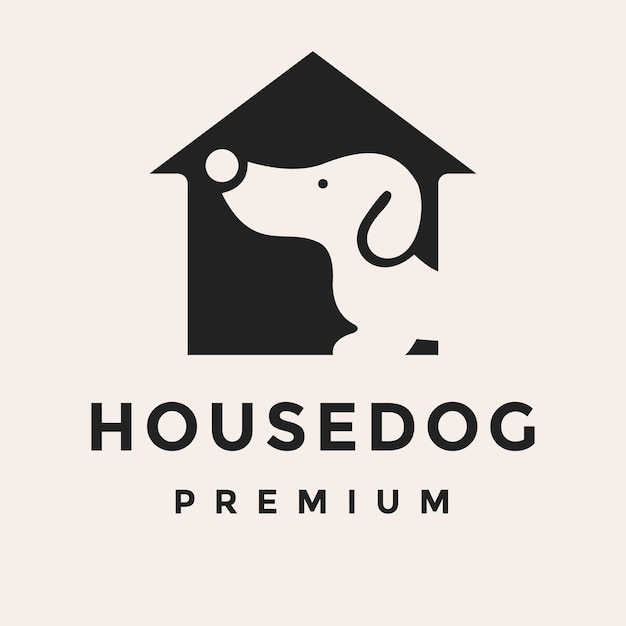 Vector house dog pet care logo design template