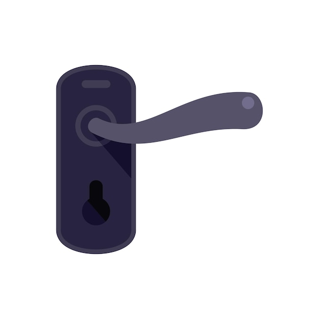 House door handle icon flat vector Lock knob Latch keyhole