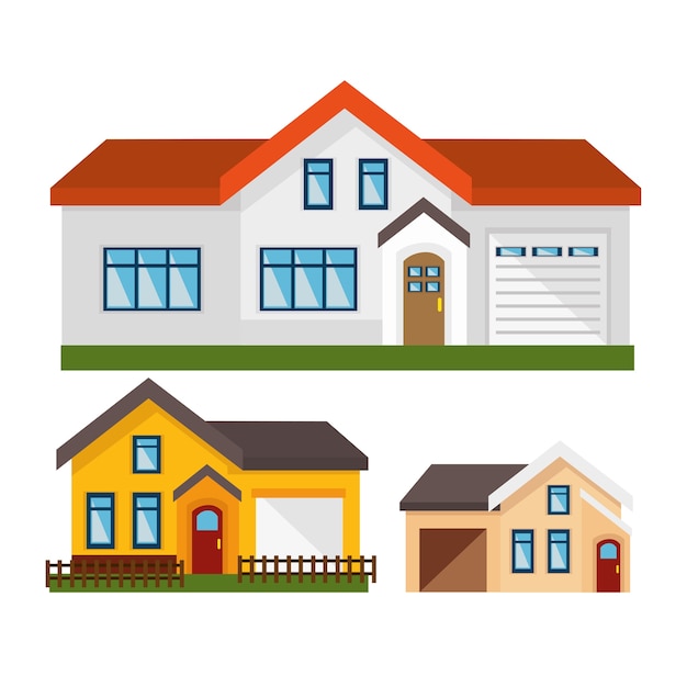 House exterior set icons vector illustration design