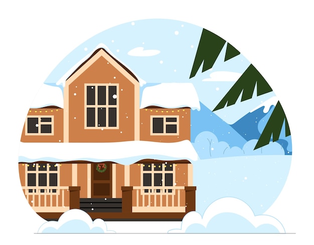 House exterior in winter vector