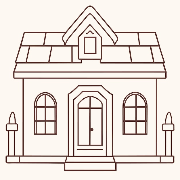 House facade and front door with window cartoon vector background country home building with brick