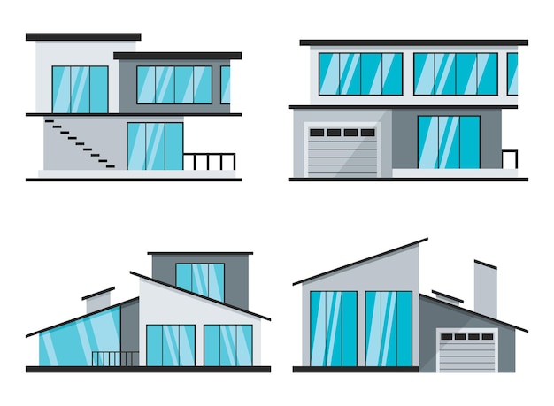 house facade illustration  set